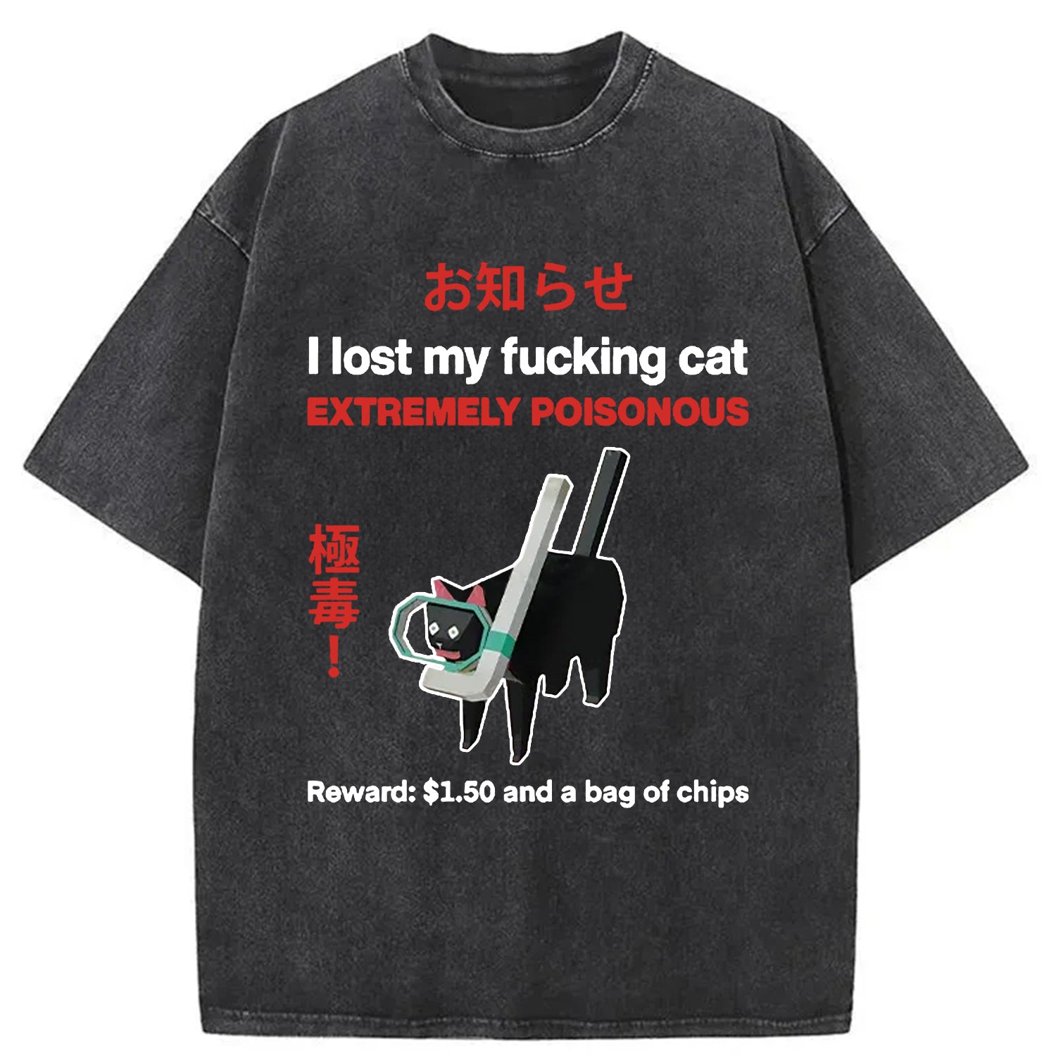 bbb Find The Toxic Cat Funny Washed T-Shirt