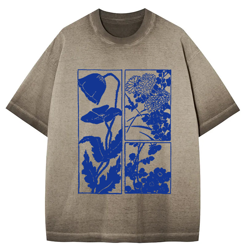 bbb Woodcut Flowers Gradient Washed T-Shirt