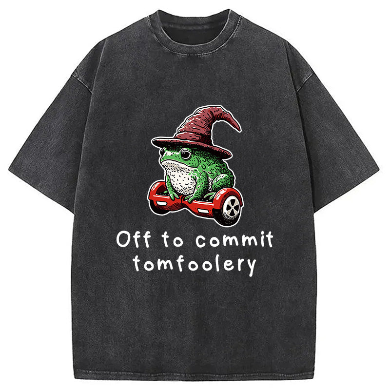bbb Japanese Frog Riding A Balance Scooter Washed T-Shirt
