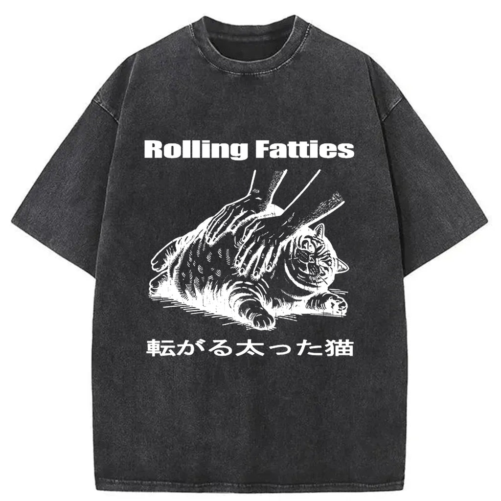 bbb Rolling Fatties Cat Washed T-Shirt