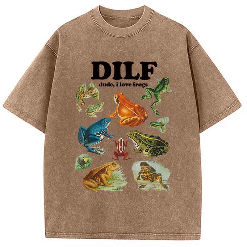 bbb Dude I Love Frog Washed T-Shirt