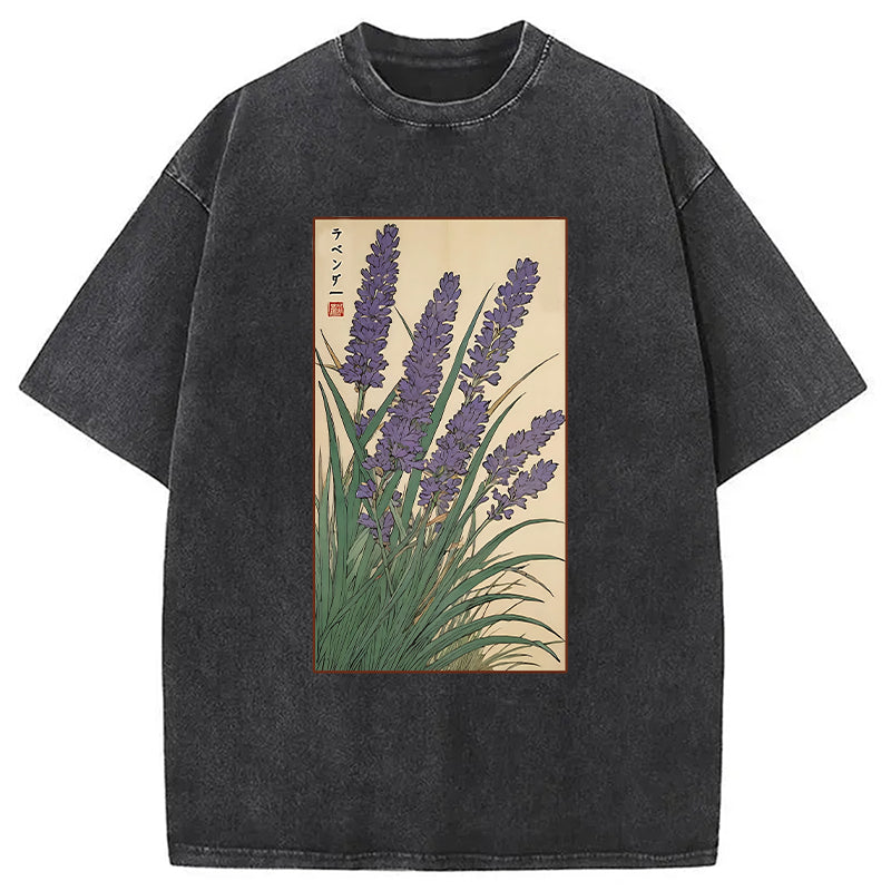 bbb Lavender Ukiyo-e Japanese Washed T-Shirt
