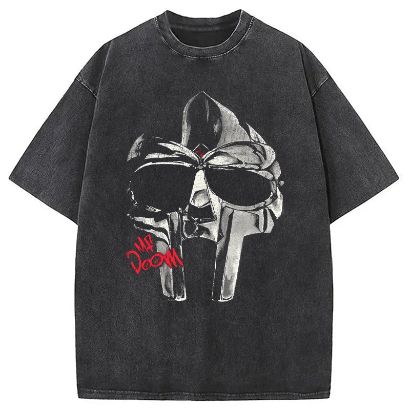 bbb Mf DOOM Halftone Illustration Washed T-Shirt