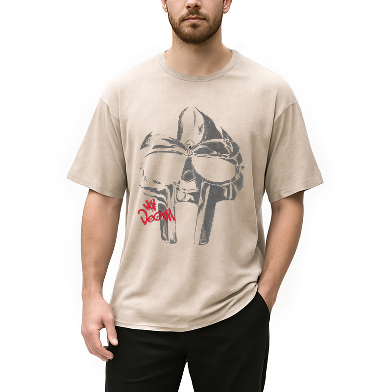 bbb Mf DOOM Halftone Illustration Washed T-Shirt