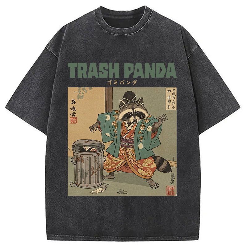 bbb Trash Panda Traditional Japanese Meme Washed T-Shirt