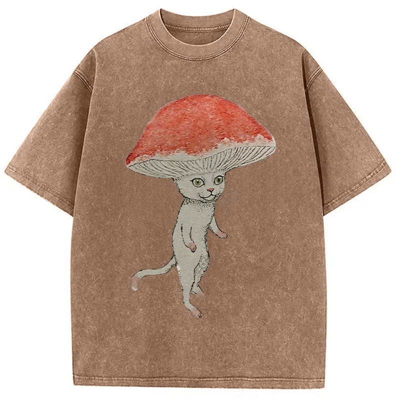 bbb Magic Mushroom Cat Washed T-Shirt
