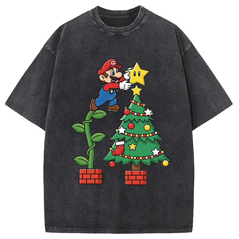 bbb Super Mario Christmas Washed T-Shirt