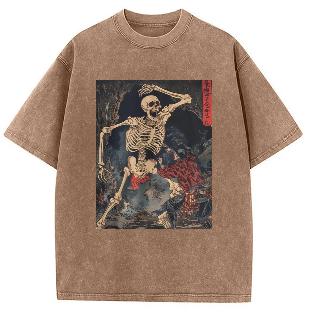 bbb Japanese Horror Skeleton Washed T-Shirt