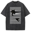 bbb Cat Scratching Curtain Washed T-Shirt