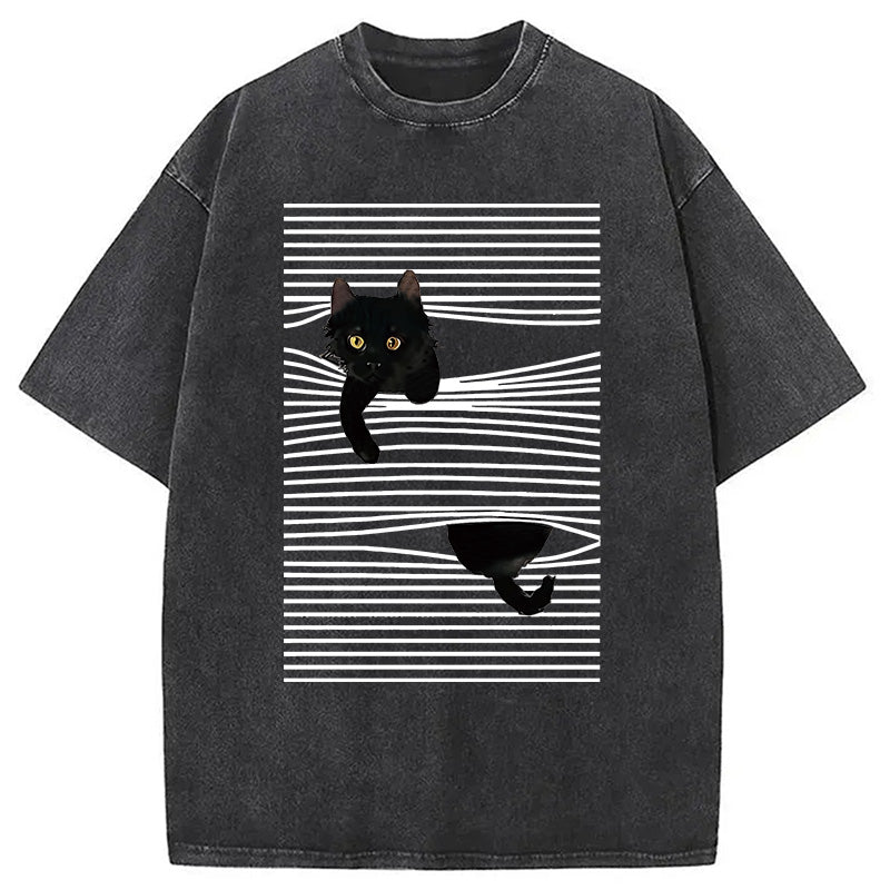 bbb Cat Scratching Curtain Washed T-Shirt