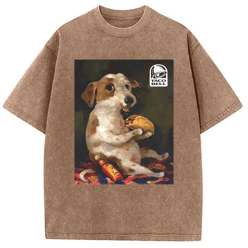 bbb Dog Chill With Taco Bell Vintage Washed T-Shirt