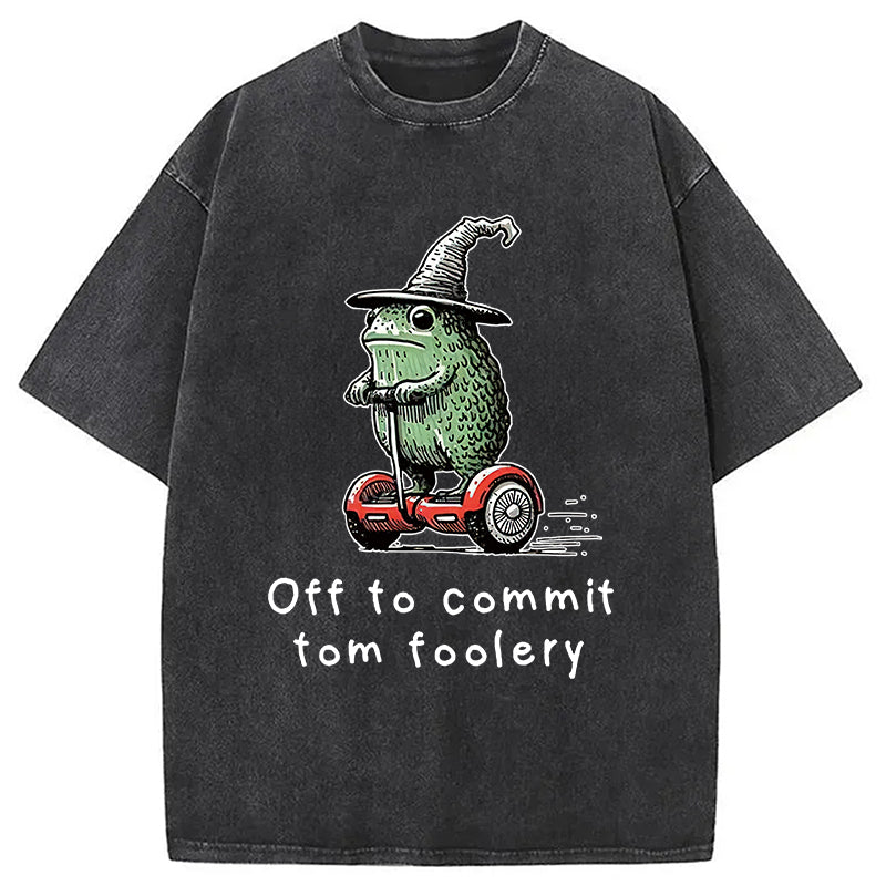 bbb Frog Riding A Balance Scooter Washed T-Shirt