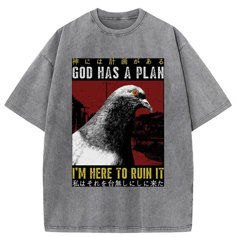 bbb Pigeons That Want To Break The Plan Washed T-Shirt