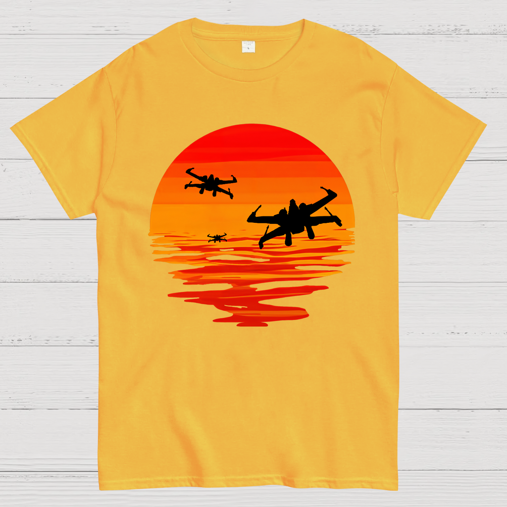 X-wing Starfighter And Sea Sunset  T-Shirt