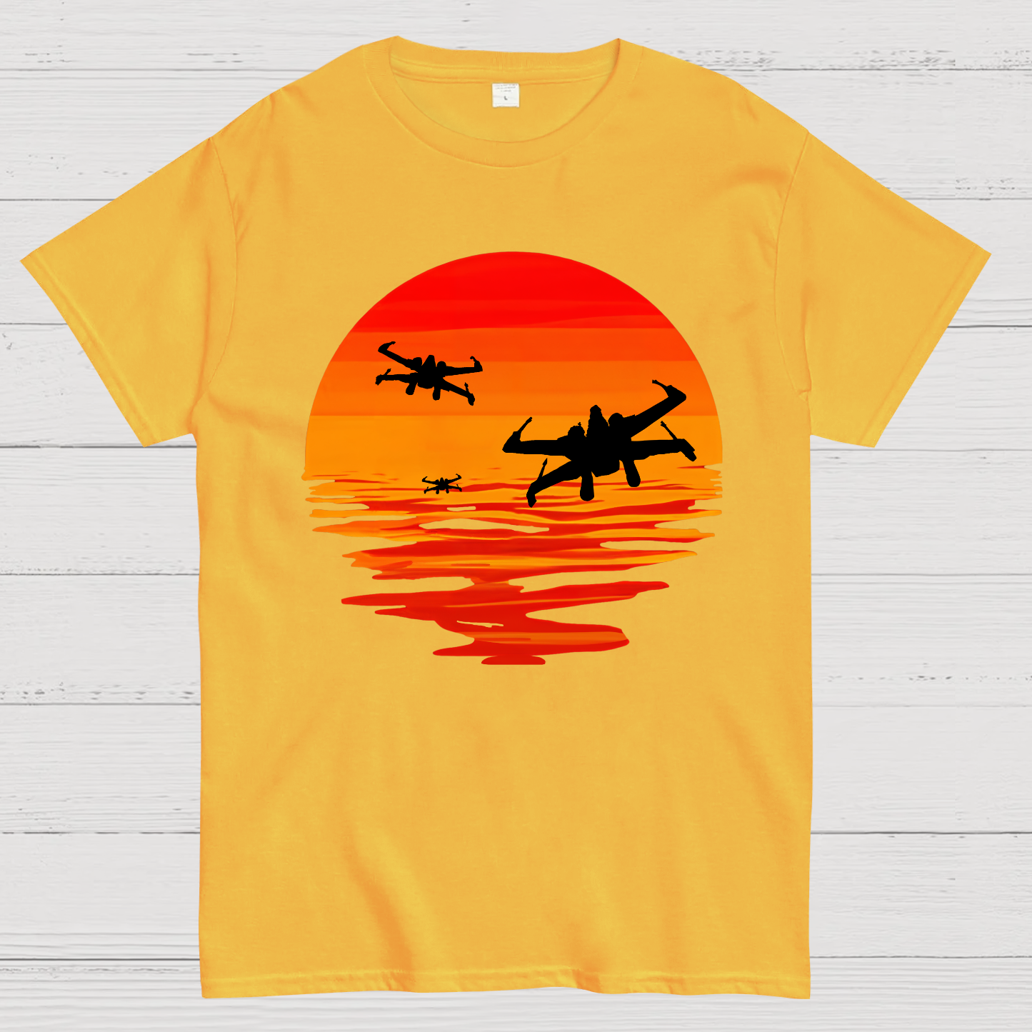 X-wing Starfighter And Sea Sunset  T-Shirt