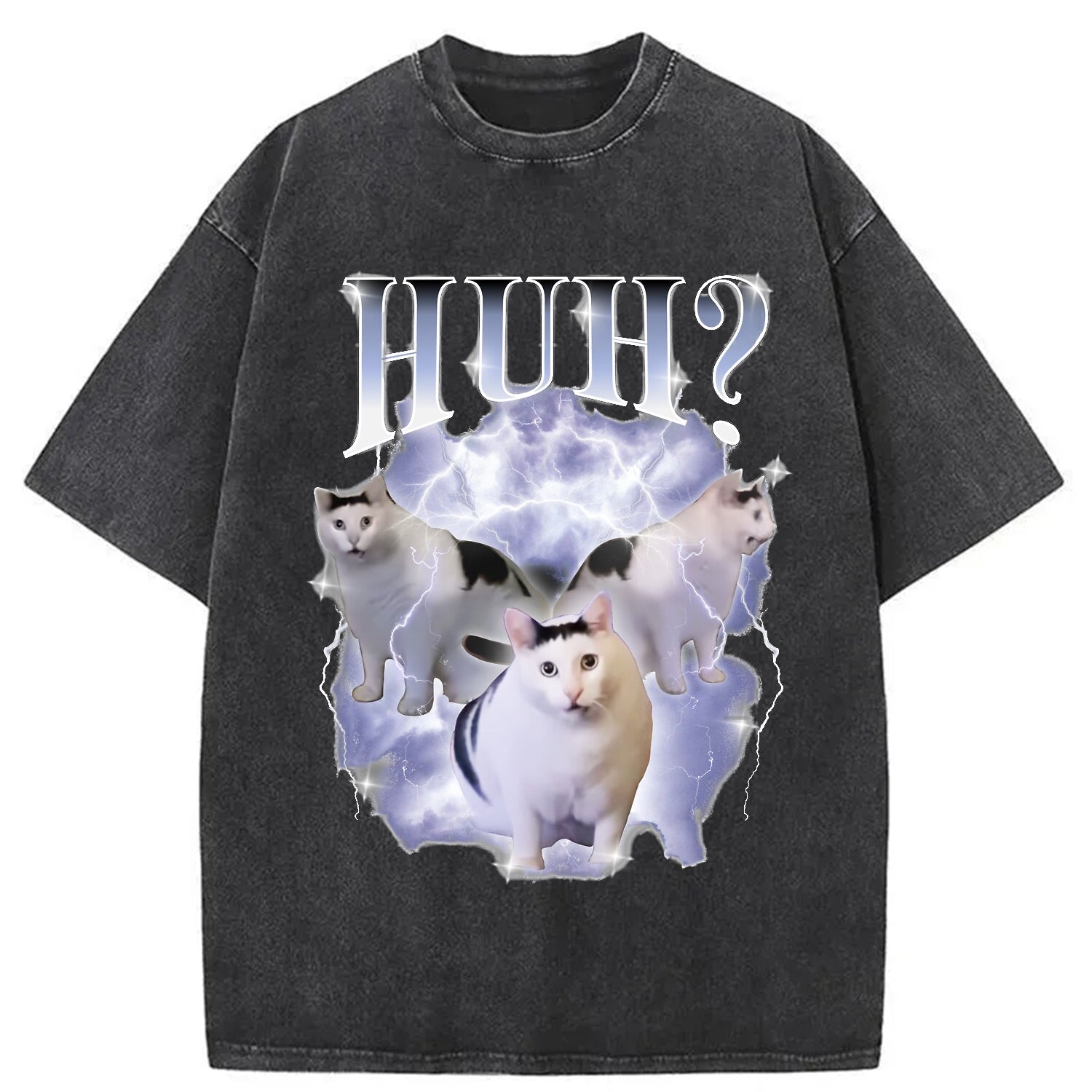bbb Huh Cat Chonky Ben Meme Washed T-Shirt