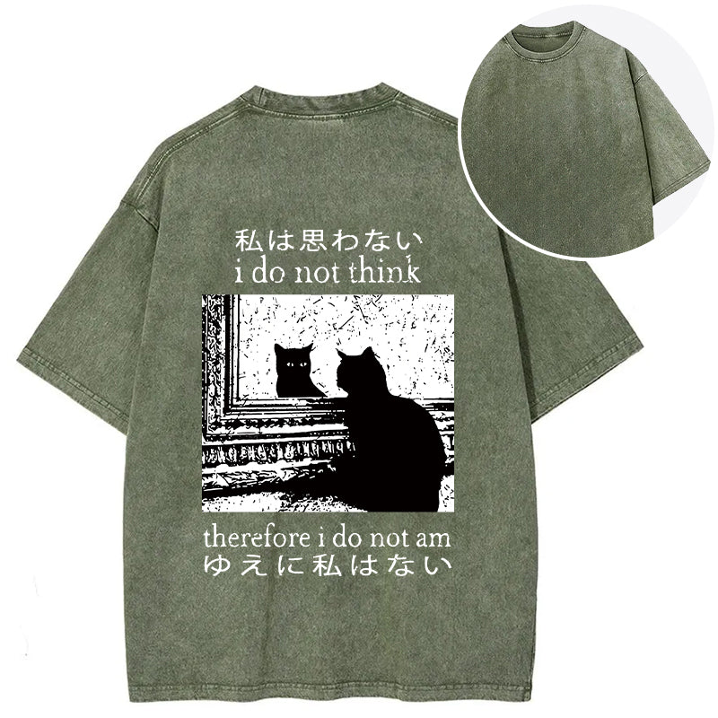 bbb Thinking Cat Back Washed T-Shirt