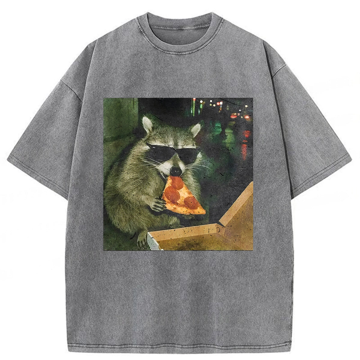 bbb Raccoon Eating Pizza Washed T-shirt