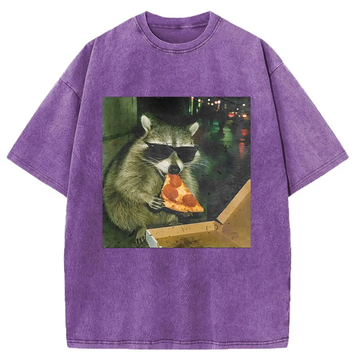 bbb Raccoon Eating Pizza Washed T-shirt