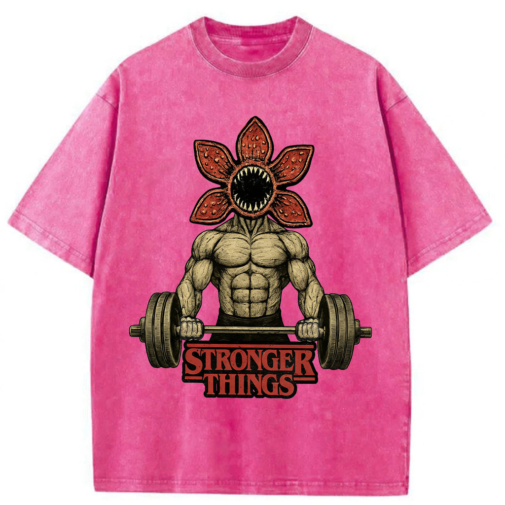 bbb Demogorgon Weightlifting Stronger Things Washed T-shirt