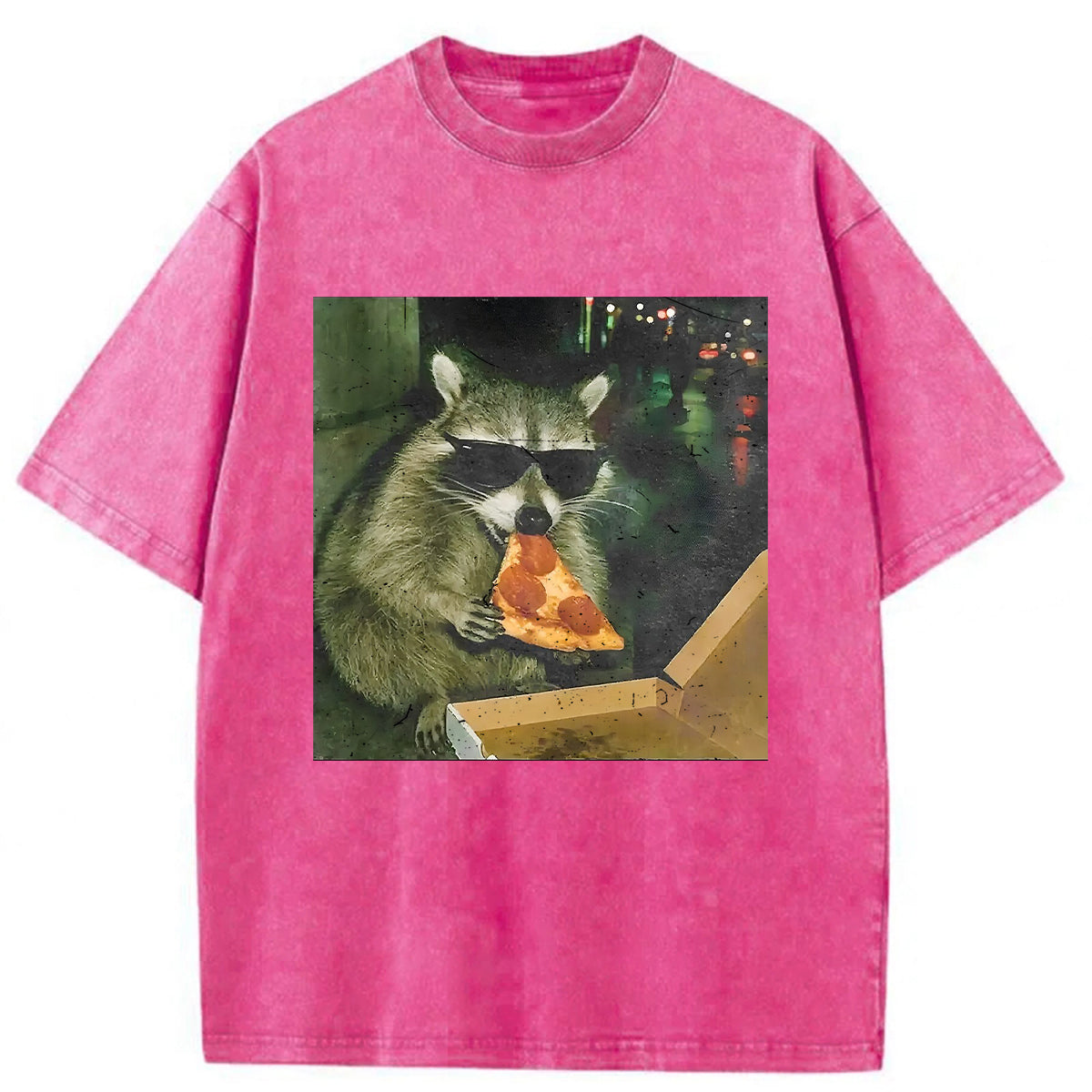 bbb Raccoon Eating Pizza Washed T-shirt