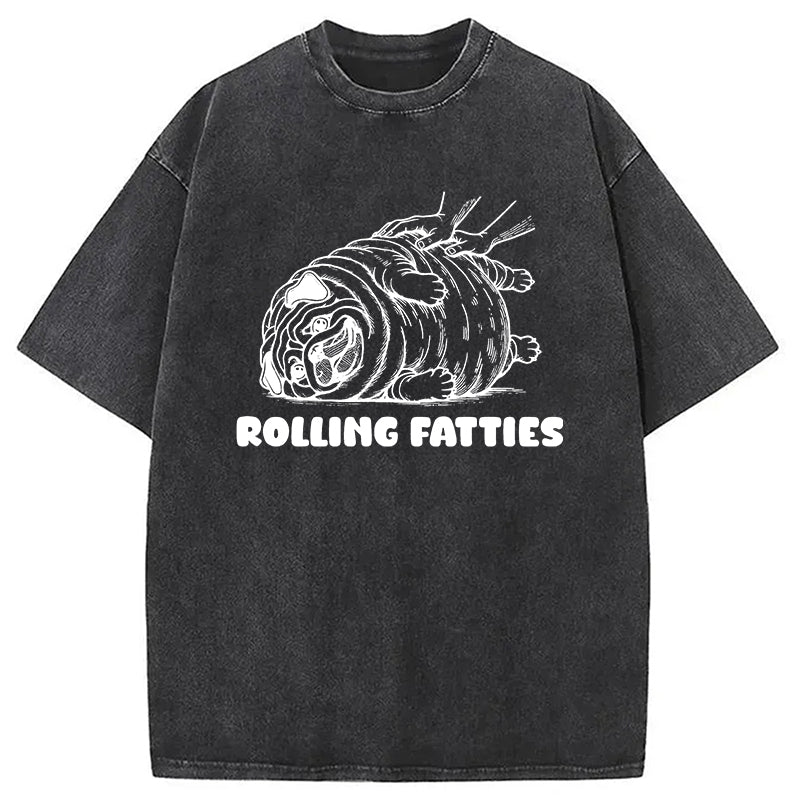 bbb Rolling Fatties Dog Funny Pug Meme Washed T-Shirt