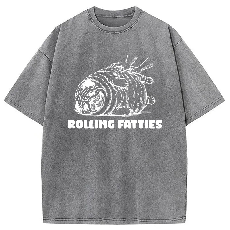 bbb Rolling Fatties Dog Funny Pug Meme Washed T-Shirt