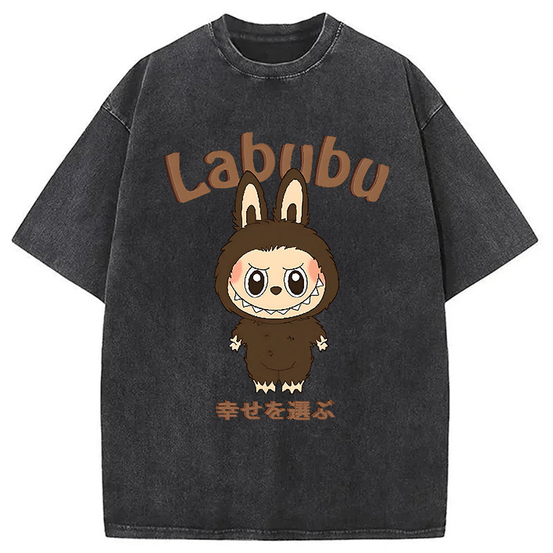bbb Labubu Cute Vintage Japanese Washed T-Shirt