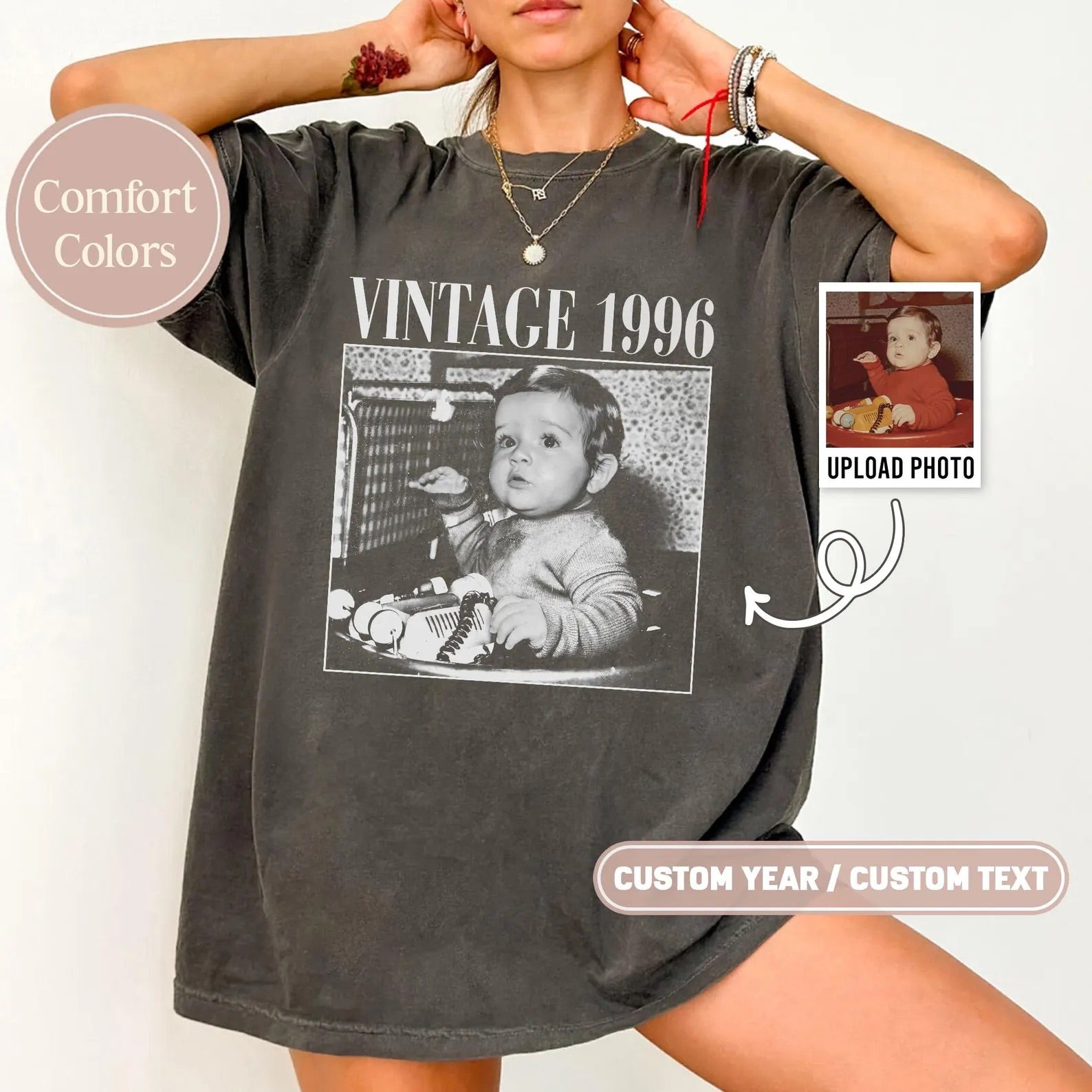 Personalised Vintage Photo And Year Shirt