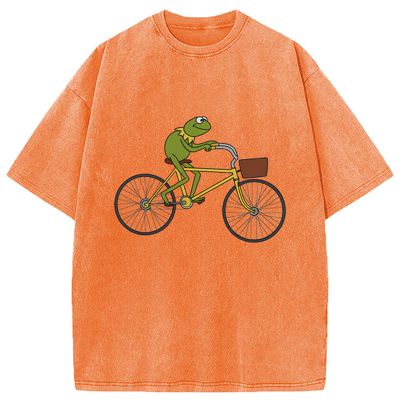bbb Kermit Riding A Bike Washed T-Shirt