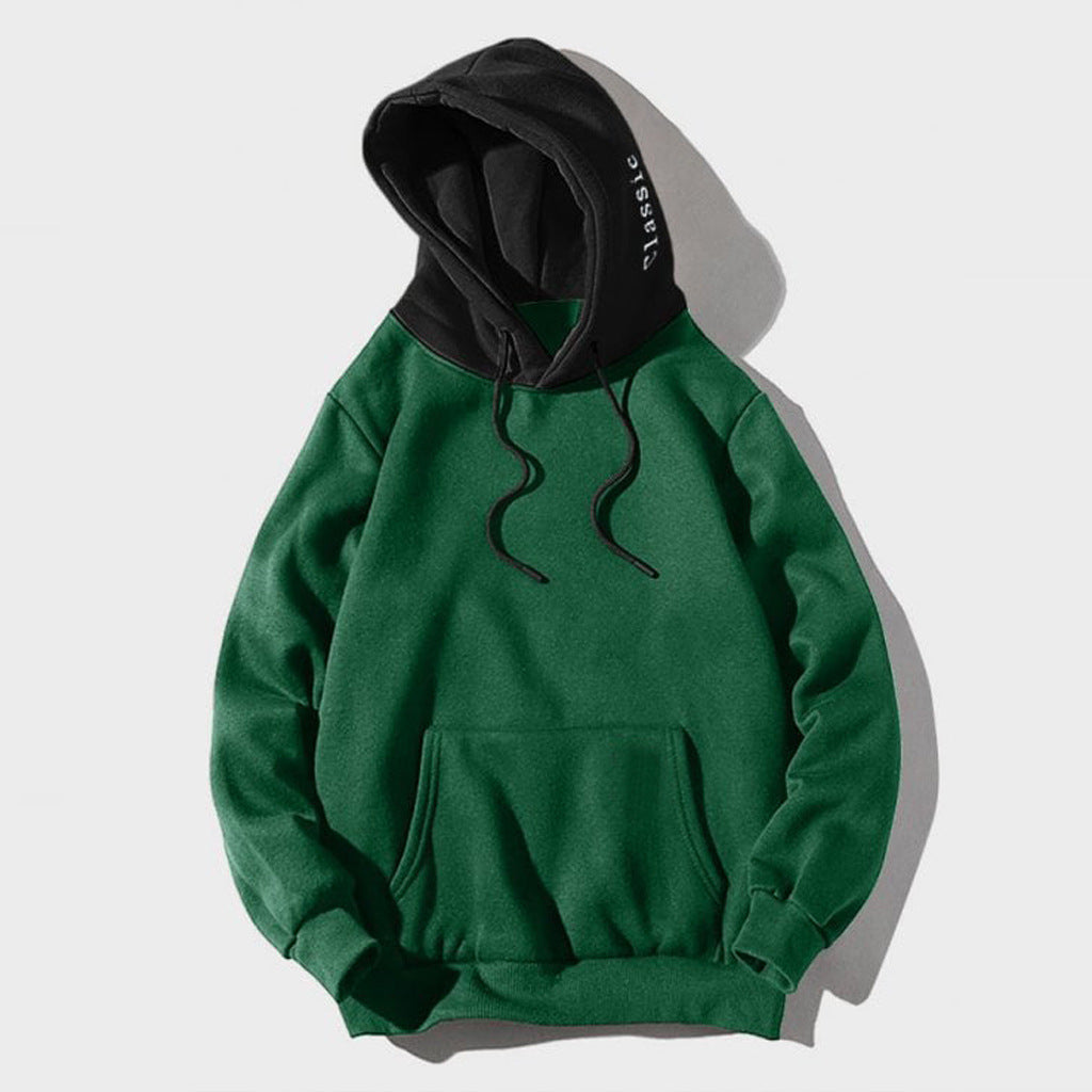 Soft Relaxed Men's Pullover Hoodie - Contrast Hood, Casual