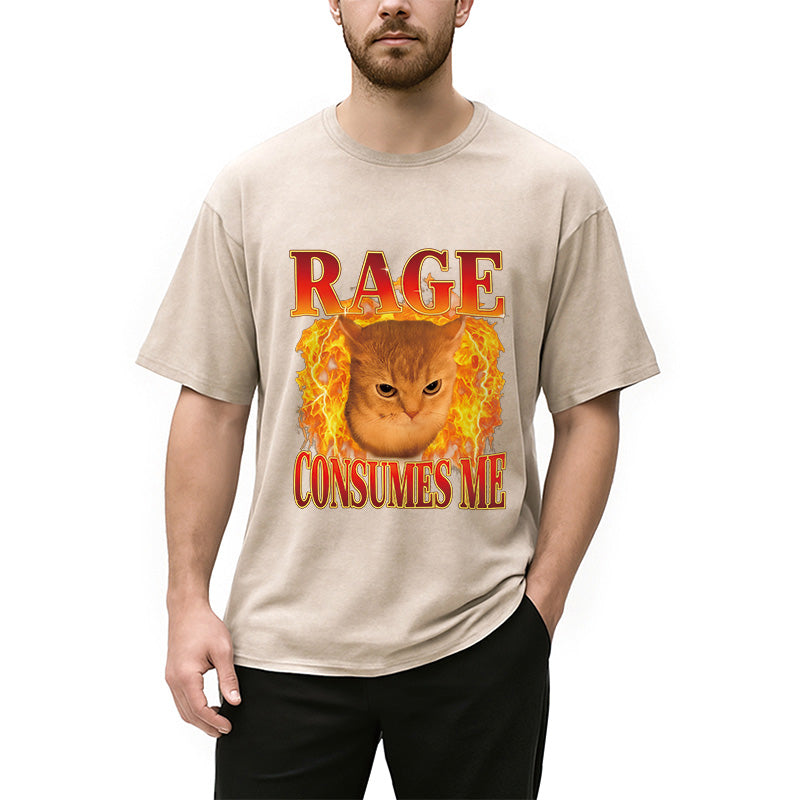 bbb Rage Consumes Me Edgy Funny Cat Meme Washed T-Shirt