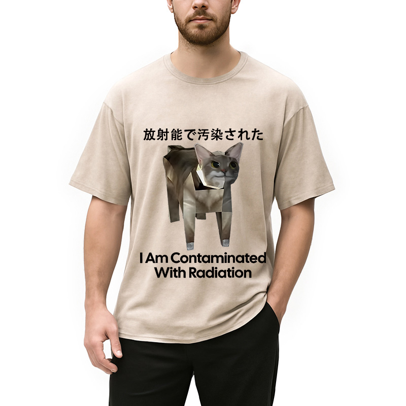 bbb I Am Contaminated With Radiation Cat Meme Washed T-Shirt