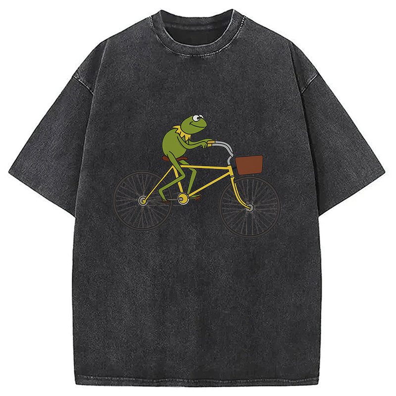 bbb Kermit Riding A Bike Washed T-Shirt