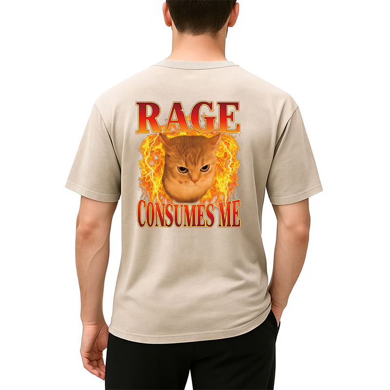 bbb Rage Consumes Me Edgy Funny Cat Meme Back Washed T-Shirt