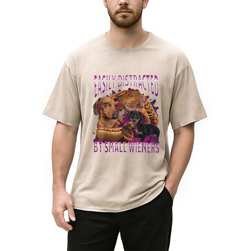 bbb Easily Distracted By Small Wieners Funny Washed T-Shirt
