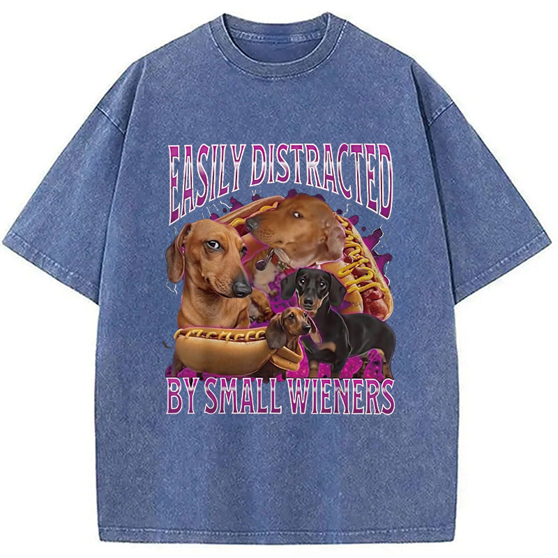 bbb Easily Distracted By Small Wieners Funny Washed T-Shirt