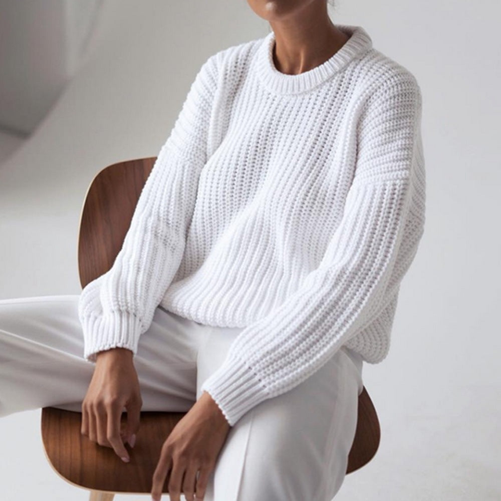 Oversized Damenpullover – Kastenförmiger Rippstrick, Wochenend-Look