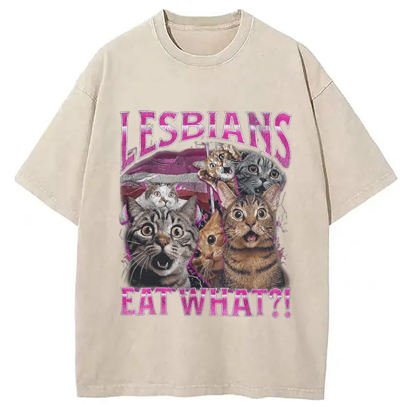 bbb Lesbians Eat What?! Funny Washed T-Shirt