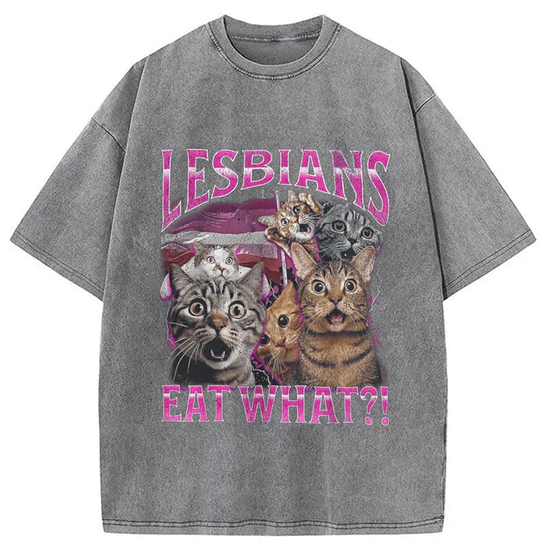 bbb Lesbians Eat What?! Funny Washed T-Shirt