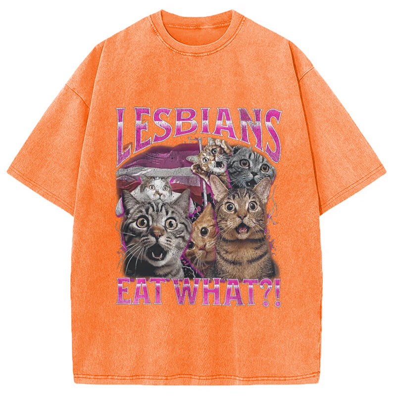 bbb Lesbians Eat What?! Funny Washed T-Shirt