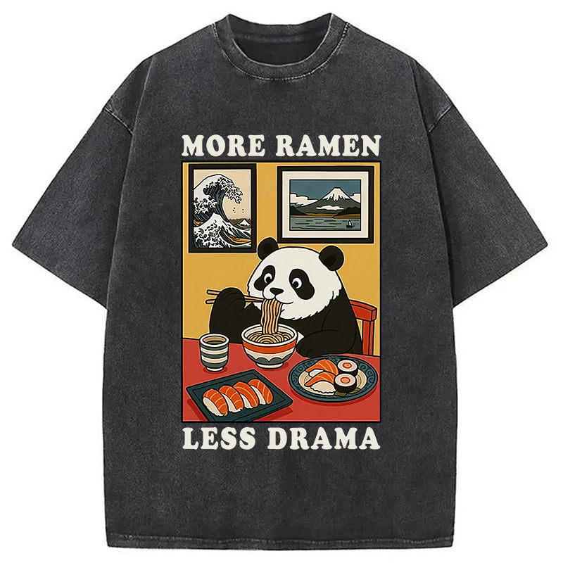 bbb More Ramen Less Drama Panda Washed T-Shirt