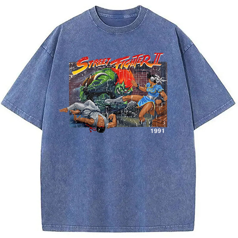 bbb Street Fighter Retro Game Vintage Washed T-Shirt