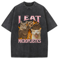 bbb I Eat Microplastics Funny Cat Meme Washed T-Shirt