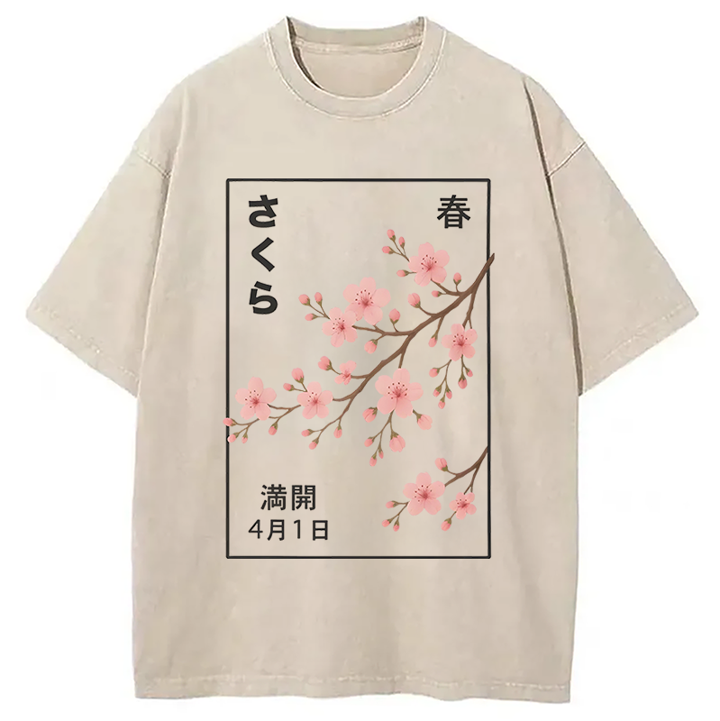 bbb Cherry Blossom Spring Full Washed T-Shirt