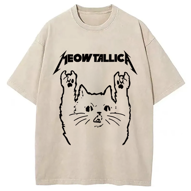bbb Vintage Album Cat Meowtallica Japan Washed T-Shirt