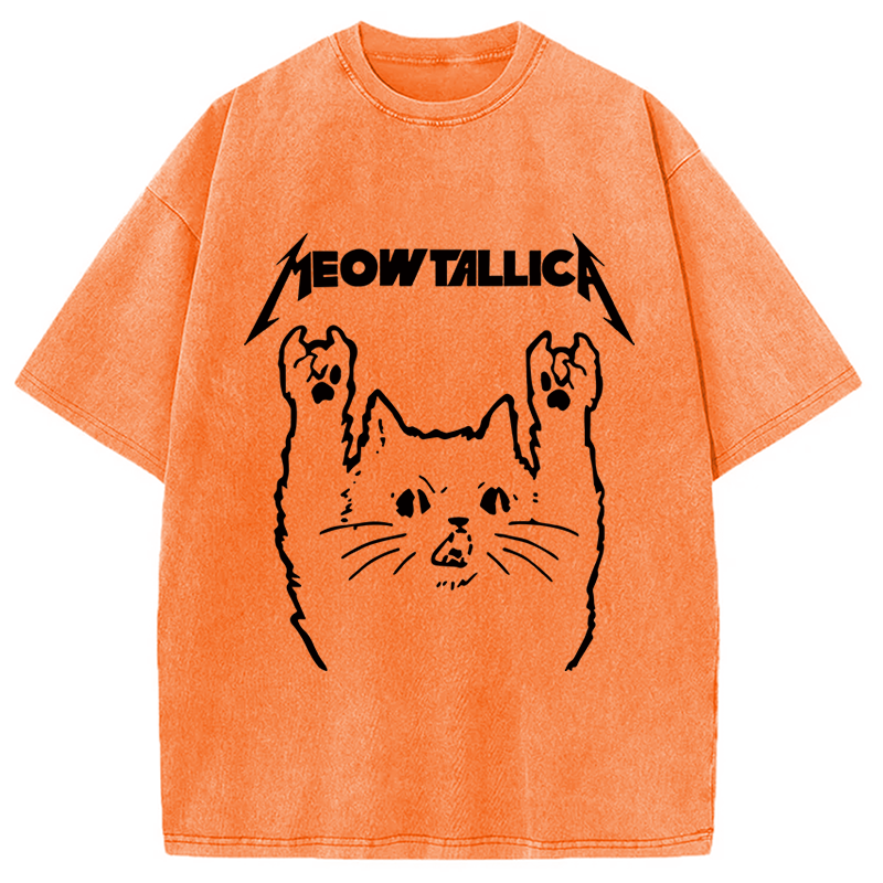 bbb Vintage Album Cat Meowtallica Japan Washed T-Shirt