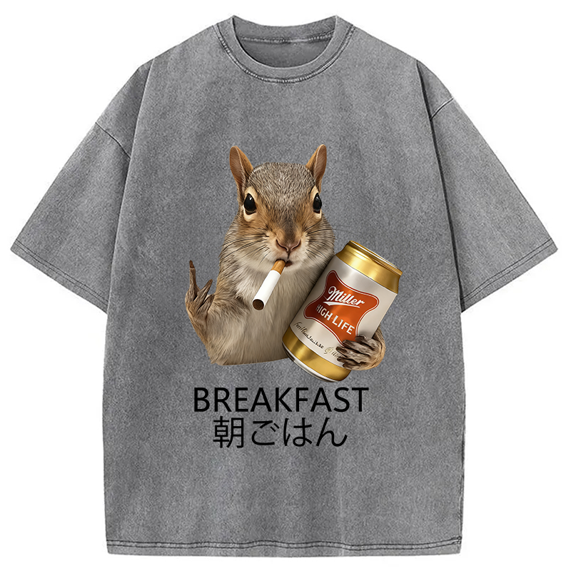 bbb Funny Breakfast Washed T-Shirt