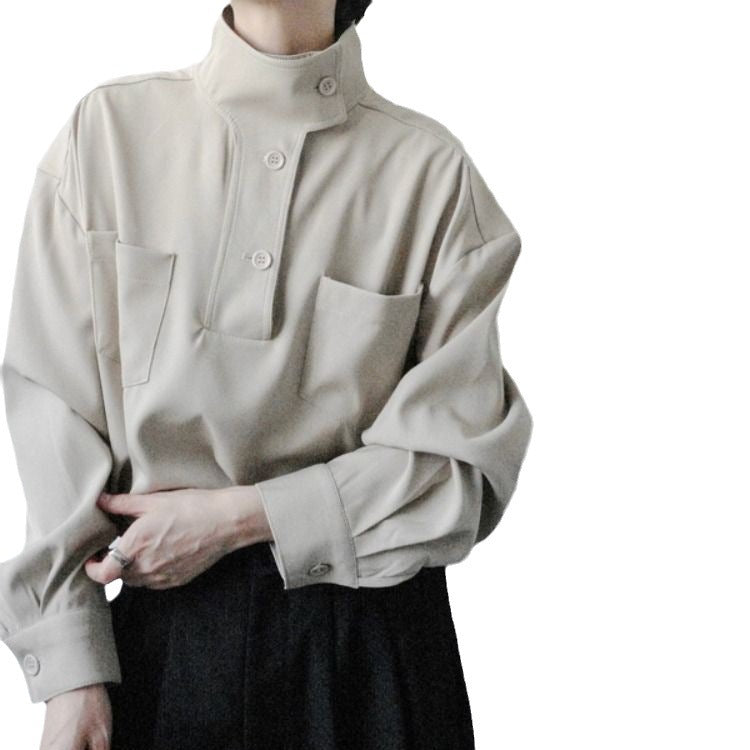 Soft Men’s Half Turtleneck Shirt - Stand Collar, Polyester