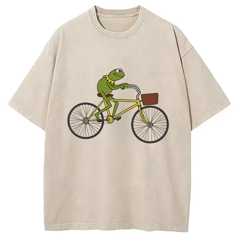 bbb Kermit Riding A Bike Washed T-Shirt